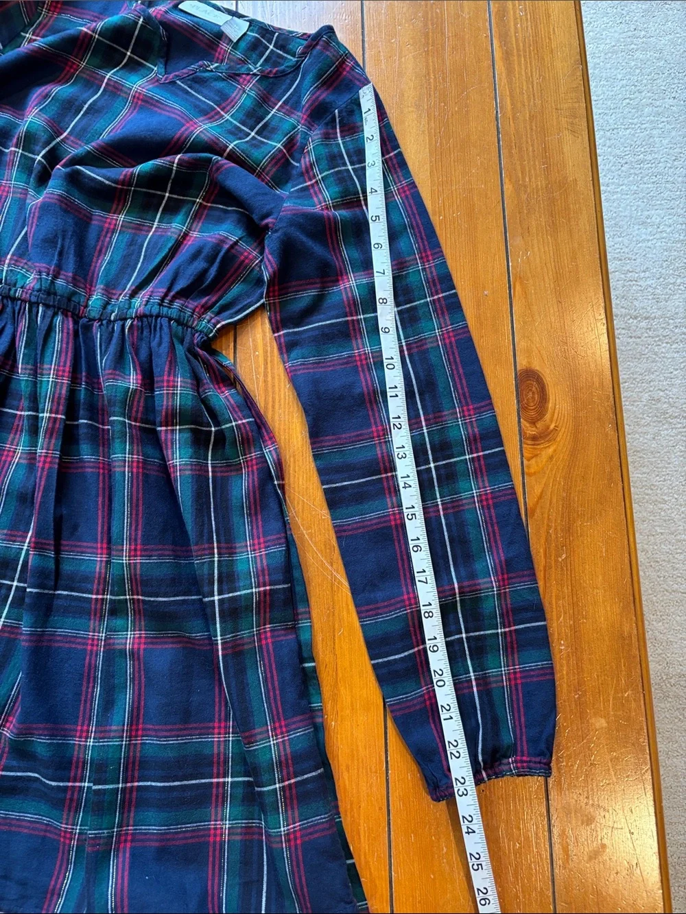 The Children's Place Navy Tartan Plaid Long-Sleeve Belted Dress Girls Size 16